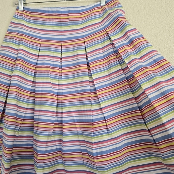 Talbots Full Pleated A Line Skirt Rainbow Stripes size 2 - Picture 3 of 6